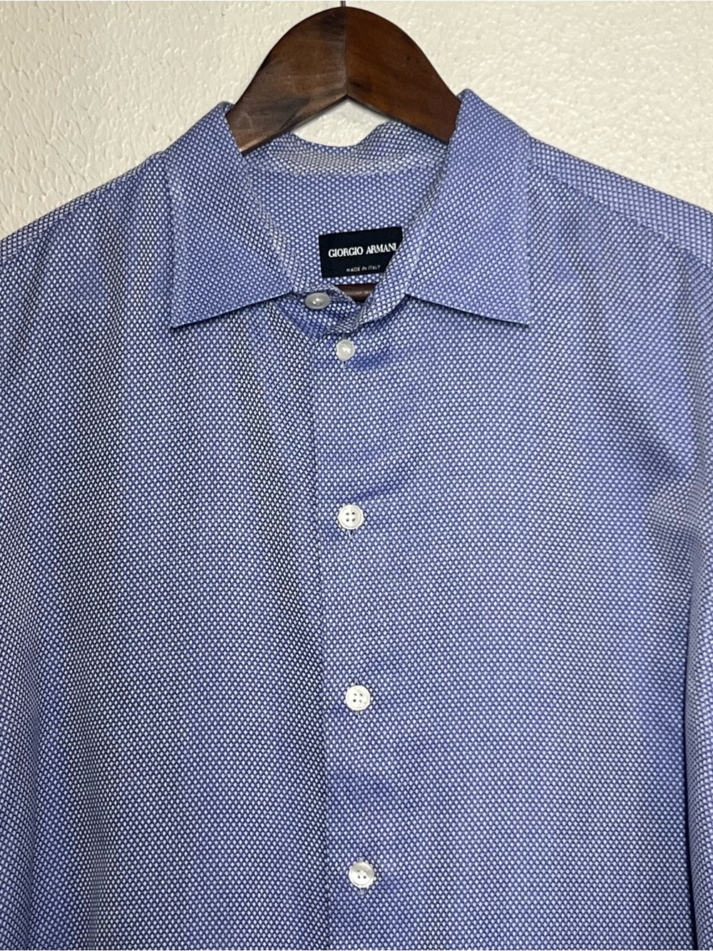 Giorgio Armani Mens Blue Striped Long Sleeve Button-Up Shirt Size 43/17 Career